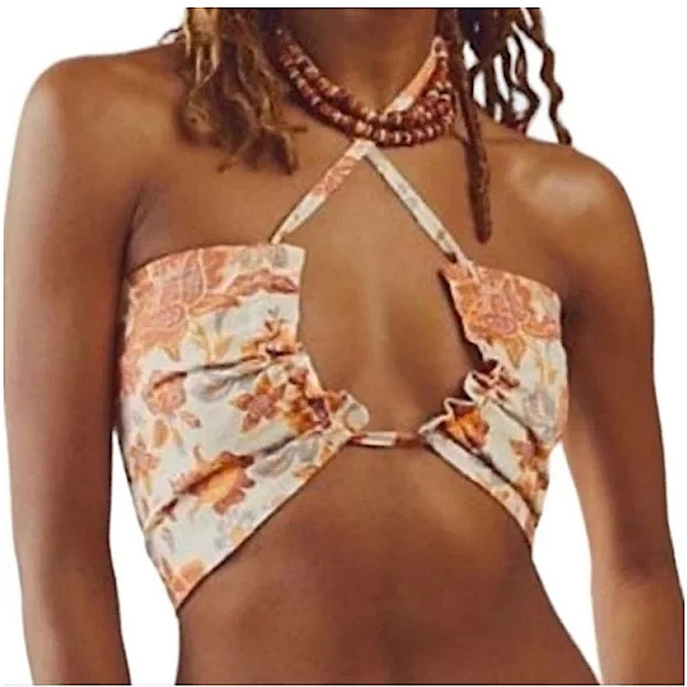 Free People Summer Love Convertible Bandeau Bra In cream floral NWOT $78. - Picture 1 of 6